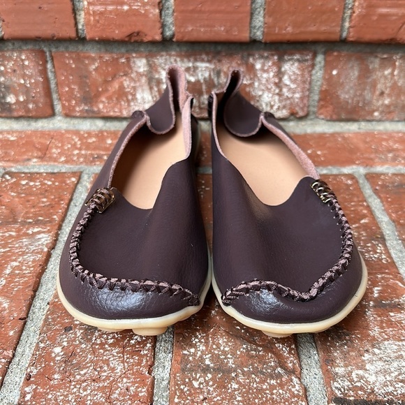 Women's Slip-Ons Comfort Twee Shoes Square Toe Casual Leather Loafer Size 40.5 - Picture 2 of 7